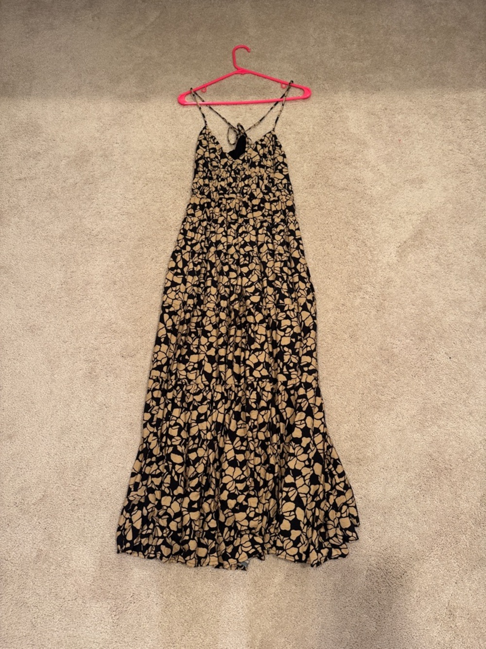 Abercrombie & Fitch Black Maxi Dress with Tan Floral Print